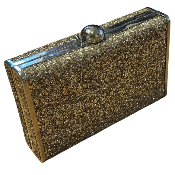 NWT Henri Bendel Gold Glitter Clutch - Picture 4 of 7